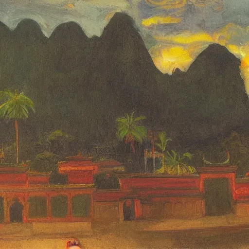 Image similar to Luang Prabang in the style of Henry Ossawa Tanner