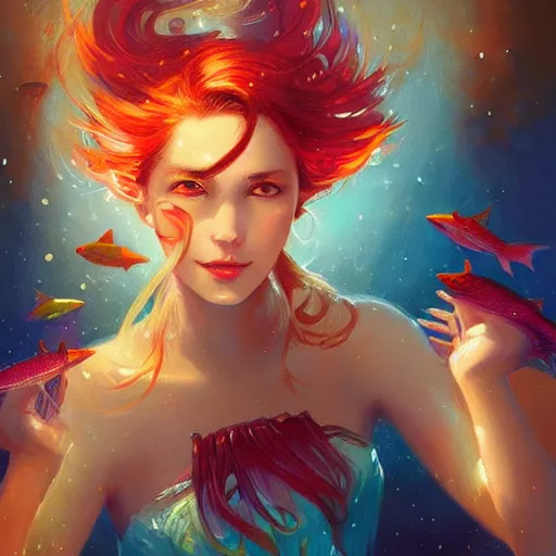 Image similar to colorful and festive captivating fish with chocolate. rich vivid colors, ambient lighting, dynamic lighting, 4 k, atmospheric lighting, painted, intricate, highly detailed by charlie bowater