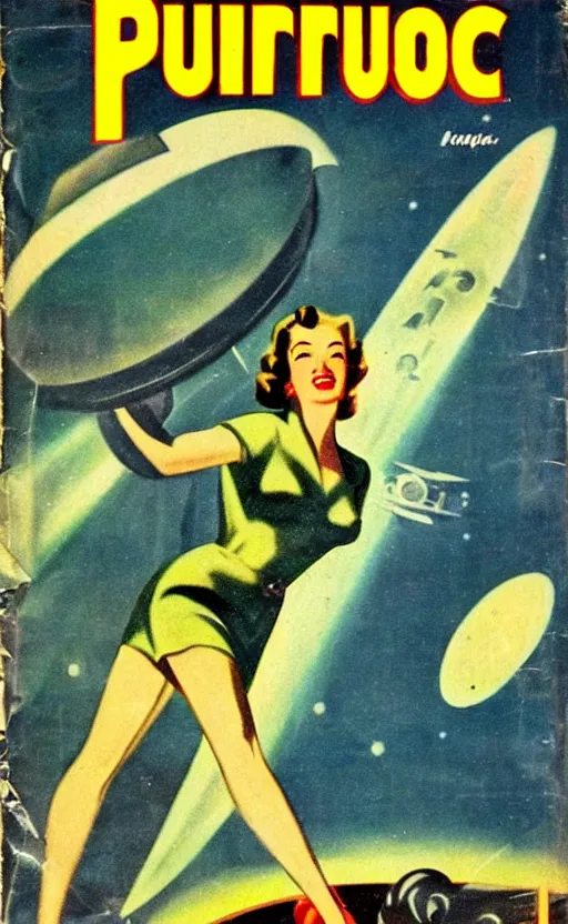 Prompt: 1 9 4 0 s pulp science fiction magazine cover art without text, no text, no fonts, ufo abduction, spooky, ethereal, liminal