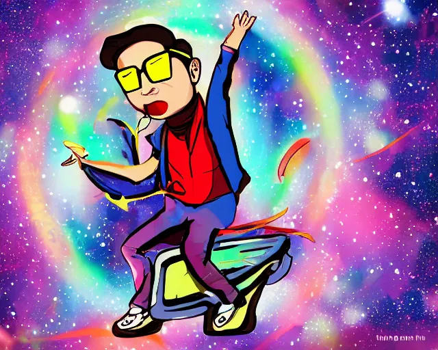 Prompt: gangnam style in space, digital art