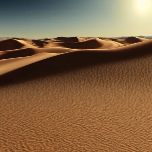 Prompt: a hyper realistic matte painting of desert dunes with blue light outlines, trending on artstation