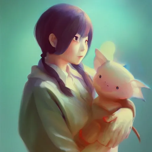 Image similar to beautiful huggy-wuggy from poppy-playtime the video game, digital painting by Hiyao Miyazaki, Studio Ghibli, Yanjun Cheng, portrait, cinematic lighting, highly detailed, concept art, Atmosphere, illustration, smooth, sharp focus, editor's pickup, trending on artstation, trending on deviantart