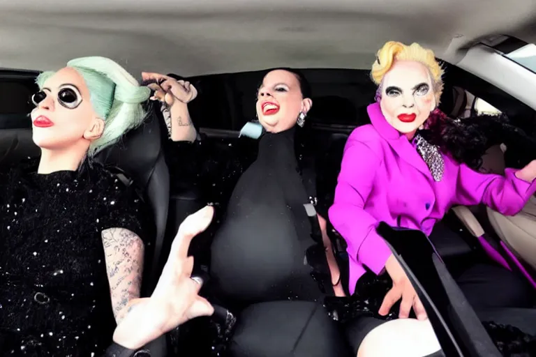 Image similar to lady gaga and judy garland carpool karaoke