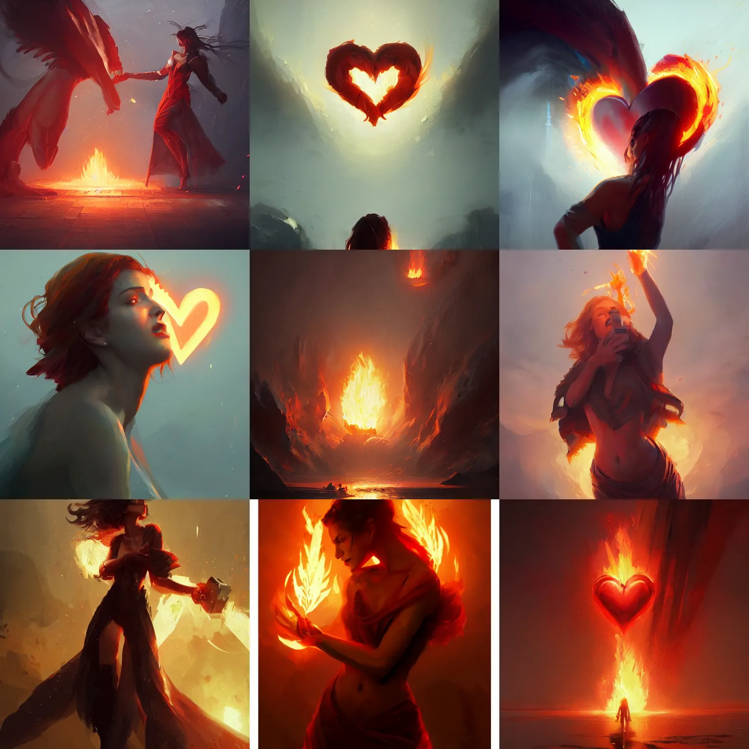 Prompt: heart on fire for you, by greg rutkowski, chris tulloch mccabe, valentina remenar and asher duran, digital art, concept art, trending on artstation