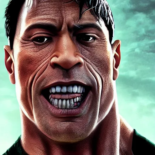 Prompt: Dwayne The Rock Johnson as Hulk from the Marvel Movies