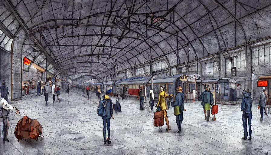 Prompt: rat society dyptopian train station digital art, concept art, wallpaper, photorealistic rendering