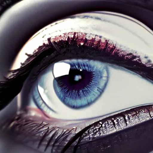 Image similar to ultra realistic eye, m in the middle, love style, 8 k resolution, detailed,