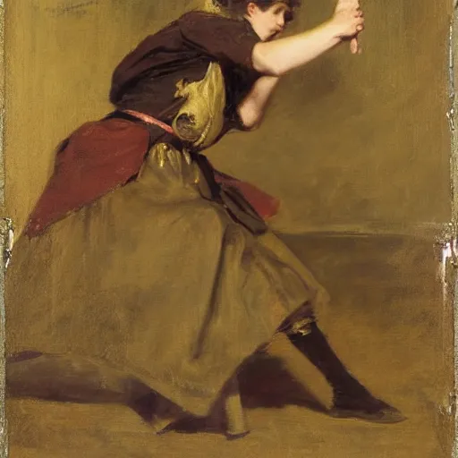 Image similar to actress rehearsing an action scene by alfred stevens