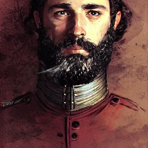 Image similar to portrait of a bearded spanish admiral alvaro de bazan, colourised, face portrait, epic, tragic, military art, fantasy, hd shot, digital portrait, beautiful, artstation, comic style, by artgerm, guy denning, jakub rozalski, magali villeneuve and charlie bowater