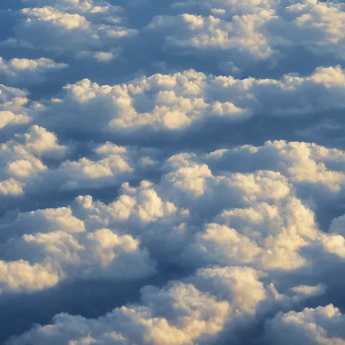 Image similar to Endless pale yellow clouds towering, seen from above, very detailed, 8k resolution