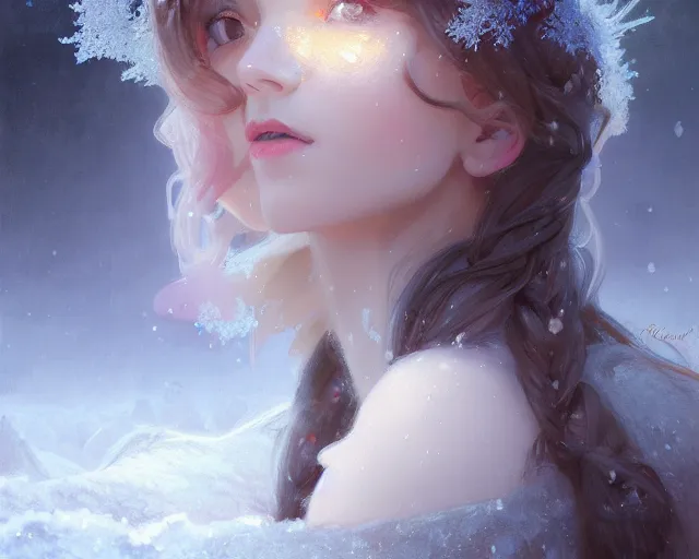 Prompt: photography of bill brauer enchanted beautiful girl covered with ice and frost, deep focus, d & d, fantasy, intricate, elegant, highly detailed, digital painting, artstation, concept art, matte, sharp focus, illustration, hearthstone, art by artgerm and greg rutkowski and alphonse mucha, wlop, ruan jia