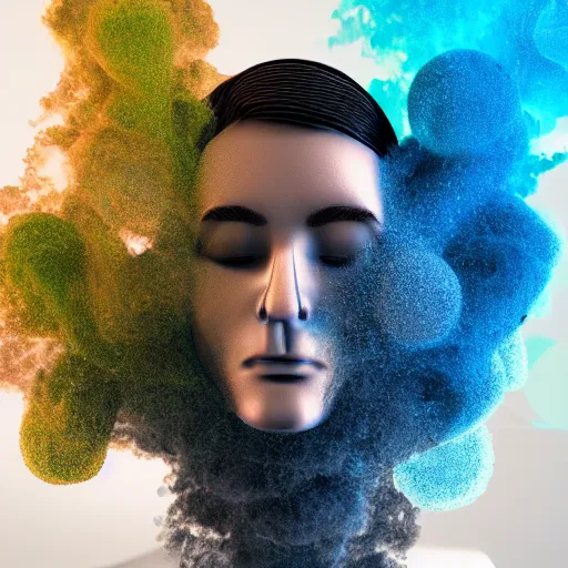 Prompt: man made of smoke simulation smoke particles octane render houdini