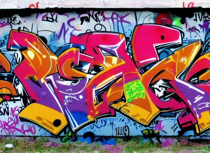 Prompt: graffiti, 1 9 9 9, cool, hiphop, colorful