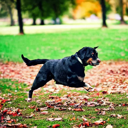 Image similar to a photograph of a dog playing in the park, hyperrealism, photo realistic, canon pro