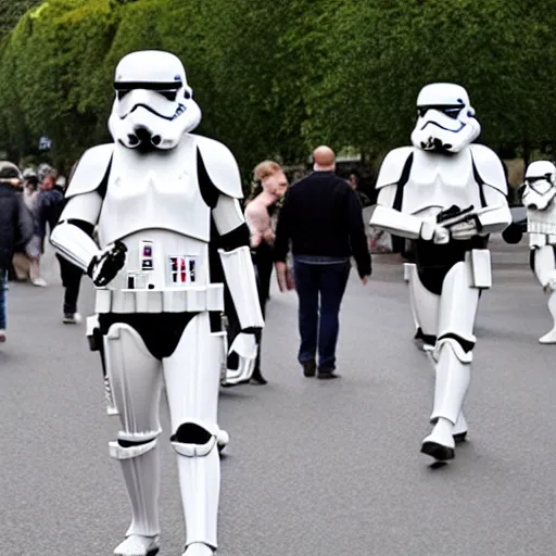 Prompt: Stormtrooper walks in the avenue des champs elysée