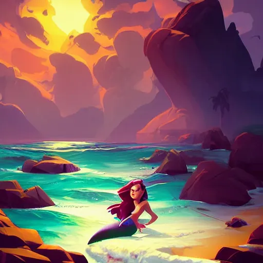 Image similar to painting mermaid treasure on sea of thieves game avatar hero smooth face median photoshop filter cutout vector, behance hd by jesper ejsing, by rhads, makoto shinkai and lois van baarle, ilya kuvshinov, rossdraws global illumination