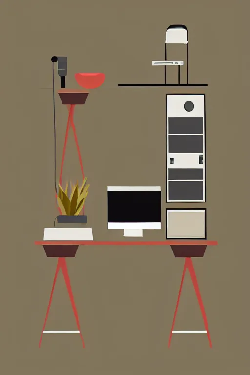 Prompt: minimalist boho style art of a computer, illustration, vector art