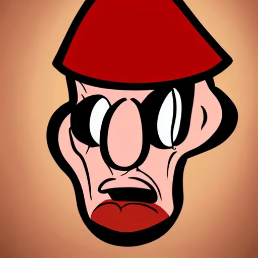 Image similar to cartoon network style, strong chin, big lips, handsome squidward portrait, vivid colors