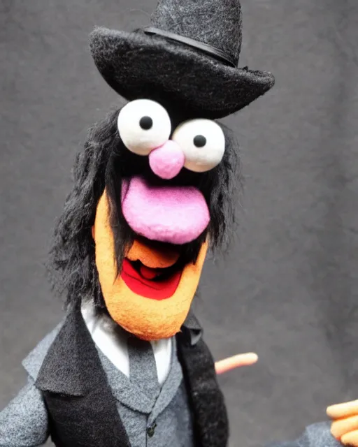Prompt: the undertaker as a muppet. highly detailed felt. hyper real photo. 4 k.