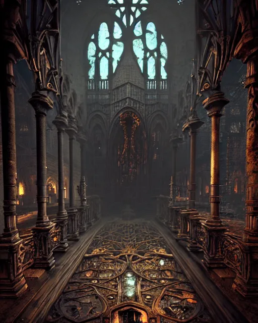 Image similar to steam necropolis, memento mori, gothic, neo - gothic, art nouveau, hyperdetailed copper patina medieval icon, stefan morrell, philippe druillet, ralph mcquarrie, concept art, steampunk, unreal engine, detailed intricate environment, octane render, moody atmospherics, volumetric lighting, ultrasharp, ominous, otherworldly