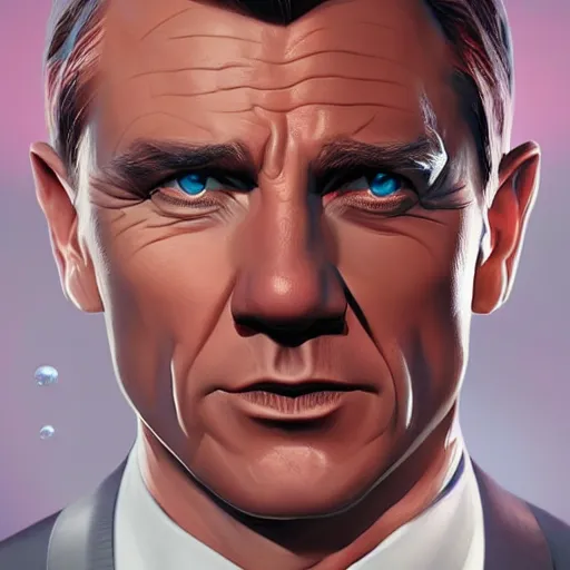 Image similar to James Bond with bubble eyes, digital art by Artgerm and beeple and WLOP