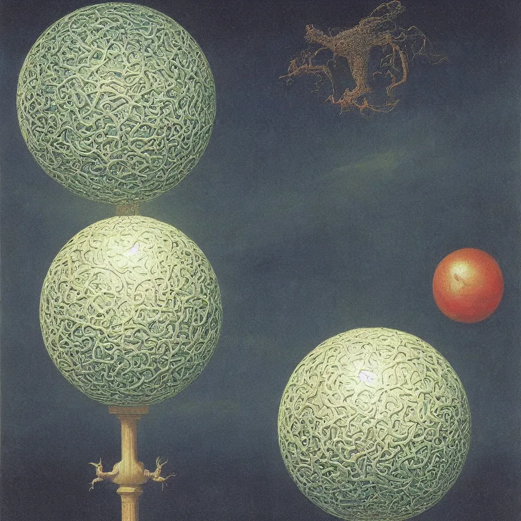 Image similar to a single colorful! ( lovecraftian ) sphere white! clear empty sky, a high contrast!! ultradetailed photorealistic painting by jan van eyck, audubon, rene magritte, agnes pelton, max ernst, walton ford, andreas achenbach, ernst haeckel, hard lighting, masterpiece