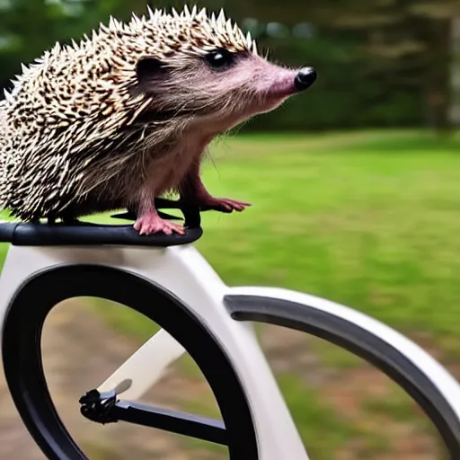 Image similar to a photo of a hedgehog riding a bicycle and wearing a top hat