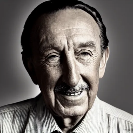 Image similar to old walt disney at age of 5 8 6 years old, color ( sony a 7 r iv, symmetric balance, polarizing filter, photolab, lightroom, 4 k, dolby vision, photography award ), vogue, perfect face, movie poster