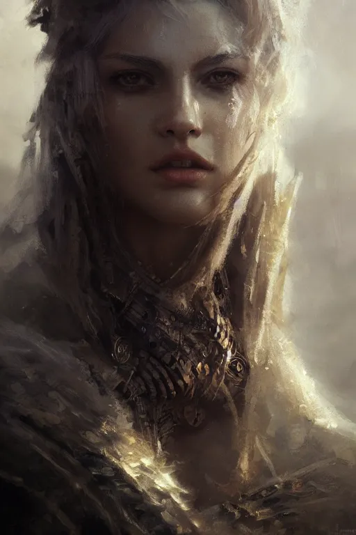 Image similar to Avalon knight, close-up portrait, fierce, intricate, elegant, volumetric lighting, scenery, digital painting, highly detailed, artstation, sharp focus, illustration, concept art, ruan jia, steve mccurry