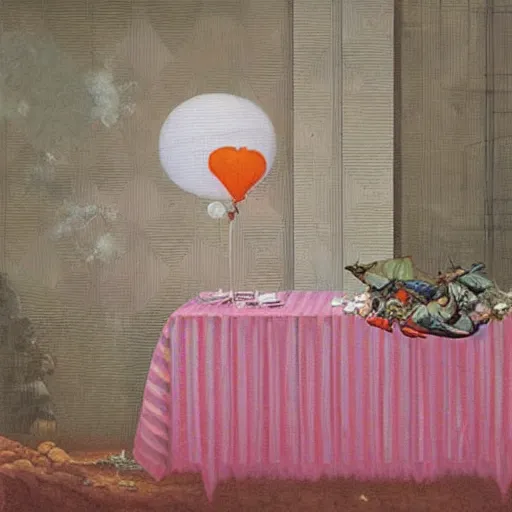 Image similar to scifi, liminal spaces, party balloons, checkered pattern, David Friedrich, award winning masterpiece with incredible details, Zhang Kechun, a surreal vaporwave vaporwave vaporwave vaporwave vaporwave painting by Thomas Cole of an old pink mannequin head with flowers growing out, sinking underwater, highly detailed