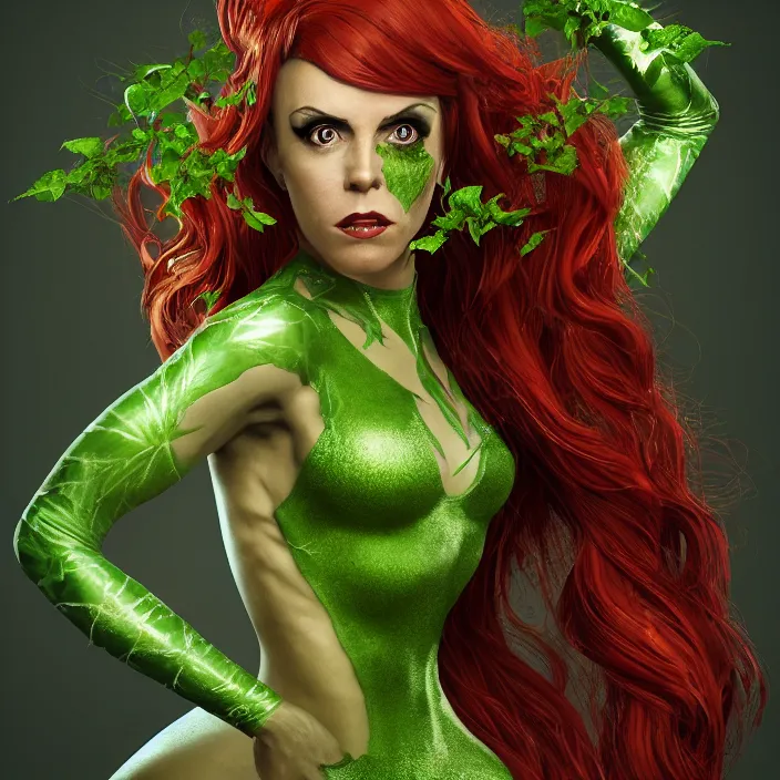 Image similar to portrait of Melanie C as a Poison Ivy in Batman & Robin 1997. intricate artwork. by Tooth Wu, wlop, beeple, dan mumford. octane render, trending on artstation, greg rutkowski very coherent symmetrical artwork. cinematic, hyper realism, high detail, octane render, 8k