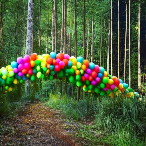 Prompt: photo of caterpillar birthday party in the forest at night