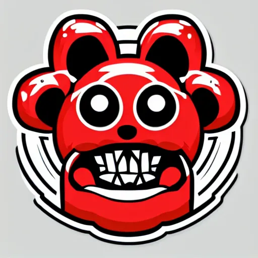 Image similar to Blood thirsty teddy bear from a horror movie, sticker, highly detailed, colorful, illustration, drama, smooth and clean vector curves, no jagged lines, vector art, smooth