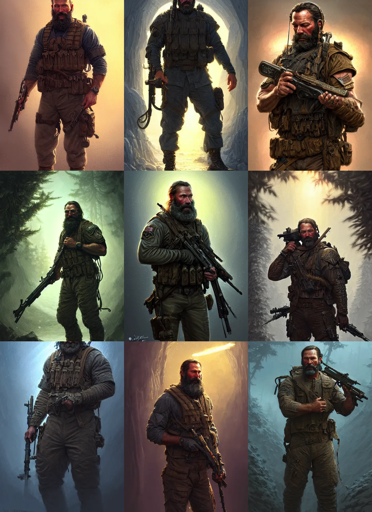 Prompt: old navy seal as john wicks, fantasy magic, light night, intricate, elegant, sharp focus, illustration, highly detailed, digital painting, concept art, matte, art by wlop and artgerm and ivan shishkin and andrey shishkin, masterpiece