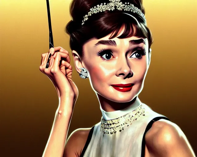 Image similar to photography of audrey hepburn in breakfast at tiffany's, snap shots of the movie, intricate, elegant, highly detailed, digital painting, artstation, concept art, matte, sharp focus, illustration, art by artgerm and greg rutkowski and alphonse mucha