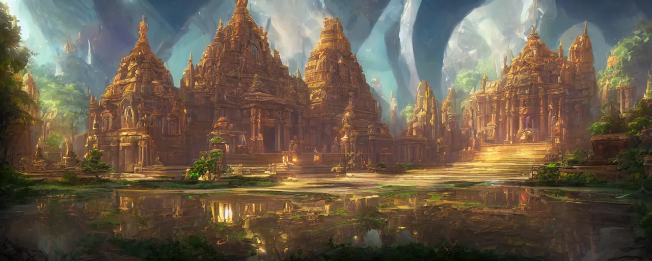 Prompt: A beautiful temple in the end of time ,by Tyler Edlin, Trending on artstation,