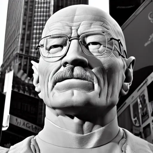 Prompt: extremely detailed renaissance sculpture of walter white by michelangelo, standing in times square, 3 d render, hyper detailed, sharp focus, 8 k resolution