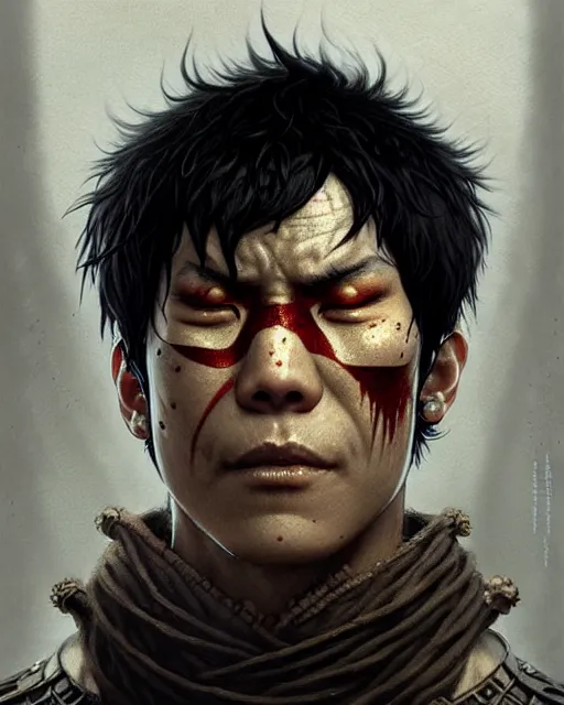 Image similar to zuko from avatar the last airbender, character portrait, portrait, close up, concept art, intricate details, highly detailed by greg rutkowski, michael whelan and gustave dore