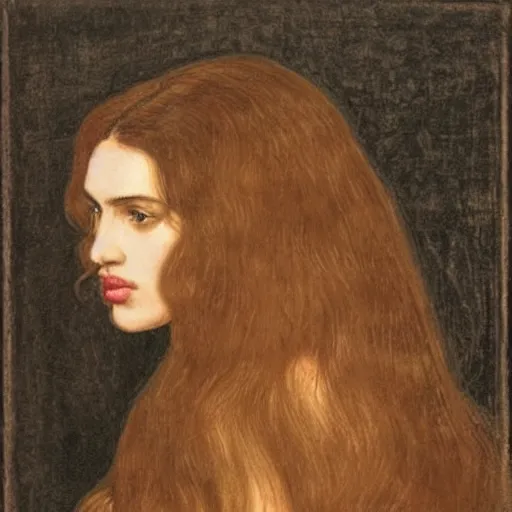 Prompt: Portrait of Kim Kardashian by Dante Gabriel Rossetti