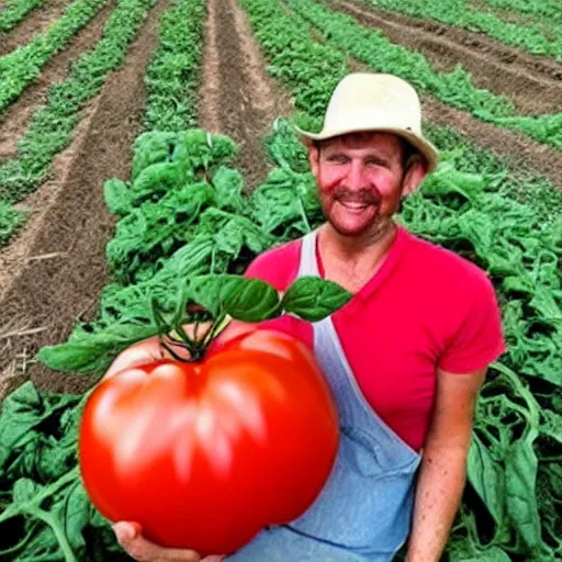 Image similar to proud farmer holding the world's largest tomato