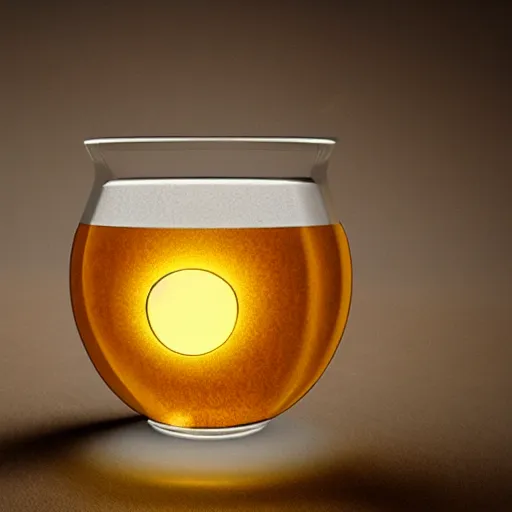 Prompt: a simple glass filled with light darjeeling tea, lens flare, unreal engine