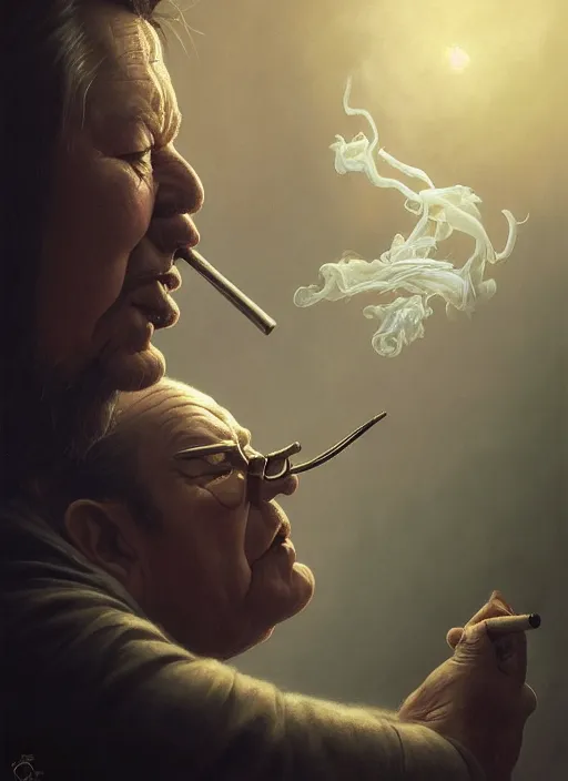 Image similar to bill hicks smoking, by jesper ejsing, justin gerard, tomasz alen kopera, cgsociety and fenghua zhong, highly detailed, rim light, cinematic lighting, illustration, art, octane render, very coherent, cinematic, hyper realism, high detail, octane render, 8 k