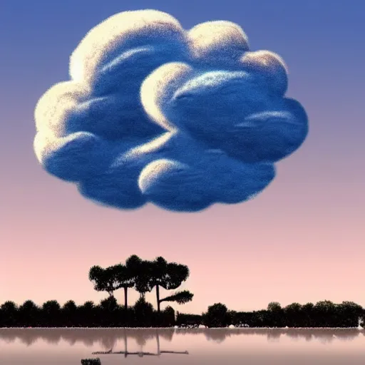 Prompt: clouds in the shape of bob ross