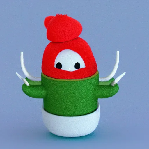 Image similar to a big head Moomin, two tiny horns, 3D art, Finnish green, Baymax style, sweetness, technology, futurism, kawaii, Marina Dieul, Monchhich, Kristina Shablina, 8K