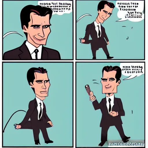 Image similar to patrick bateman, cartoon, simple, cute