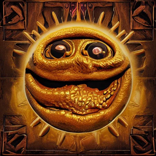 Prompt: golden dungeons and dragons beholder