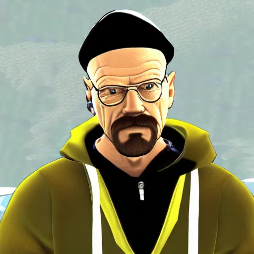 Prompt: walter white in mario sunshine game