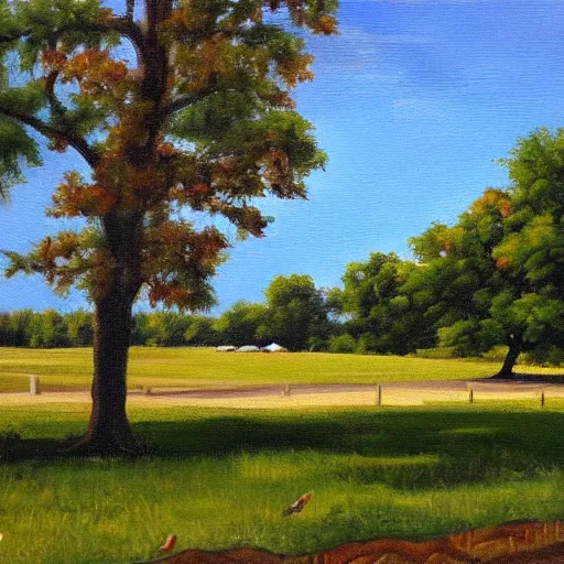 Image similar to beautiful oil painting of wiley park in galva illinois by olaf krans