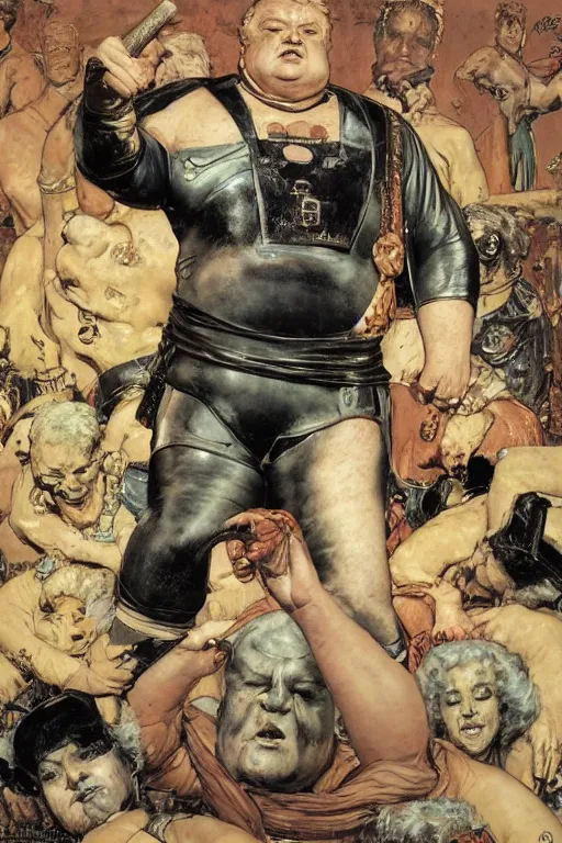 Prompt: baron harkonnen, plain background, painted by jack kirby, lawrence alma tadema, norman rockwell, greg staples, wayne barlow, neville page