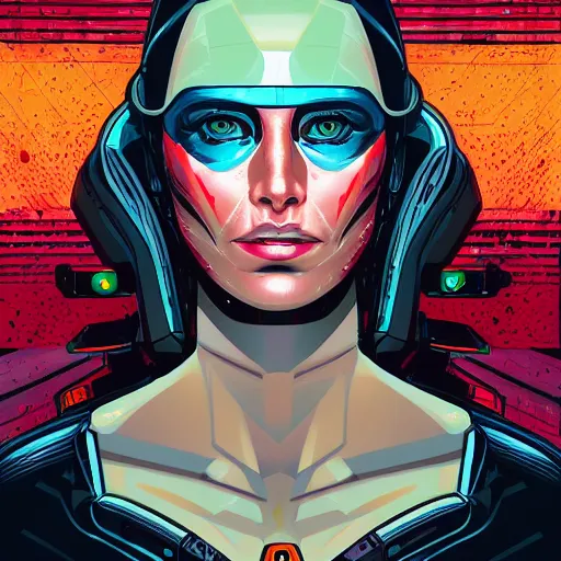 Image similar to a portrait of a female android, by Dan Mumford and Sandra Chevrier, 4k